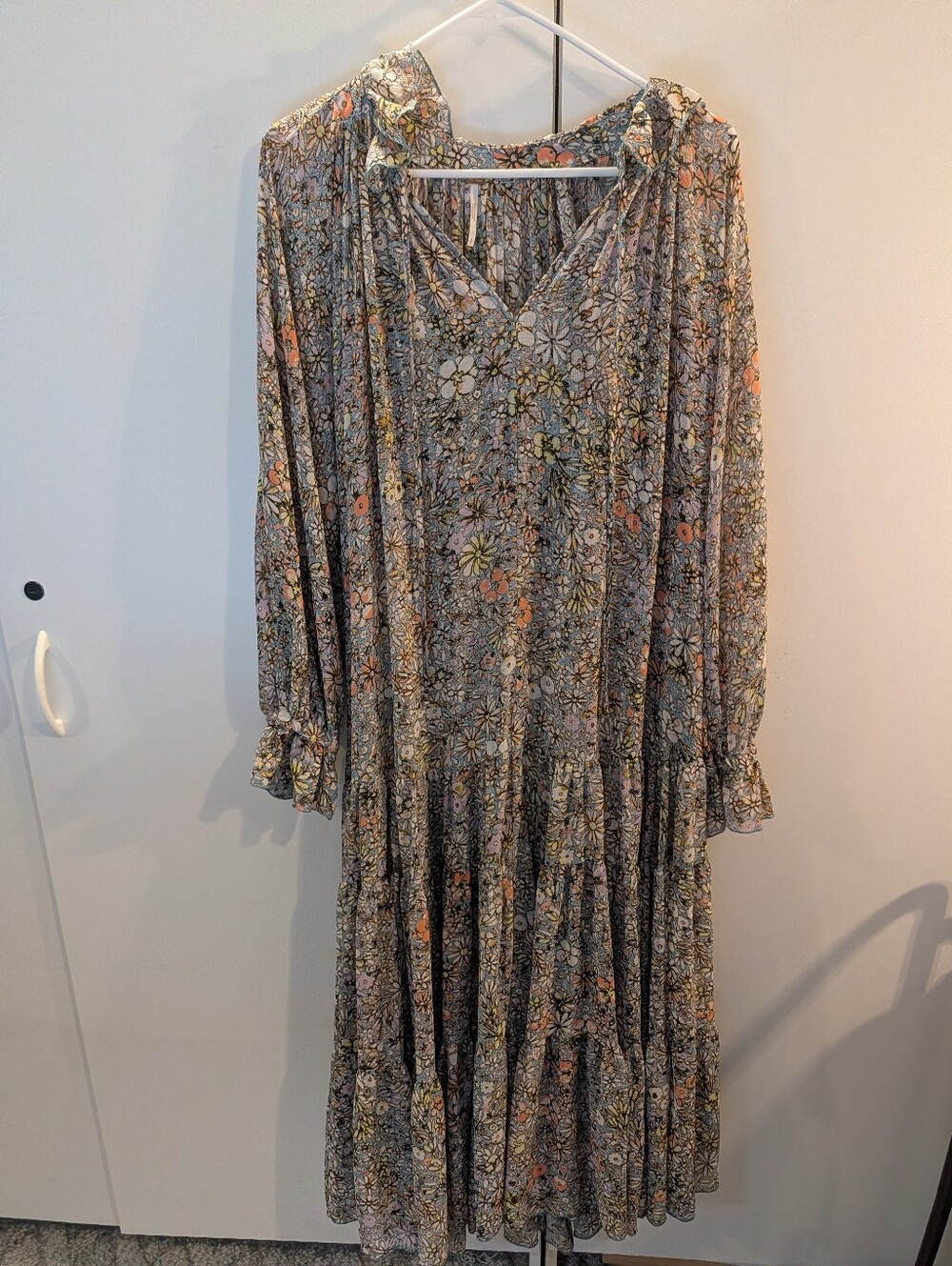 Free People Woman's Feeling Groovy S Boho Tiered Long Sleeve Maxi Dress